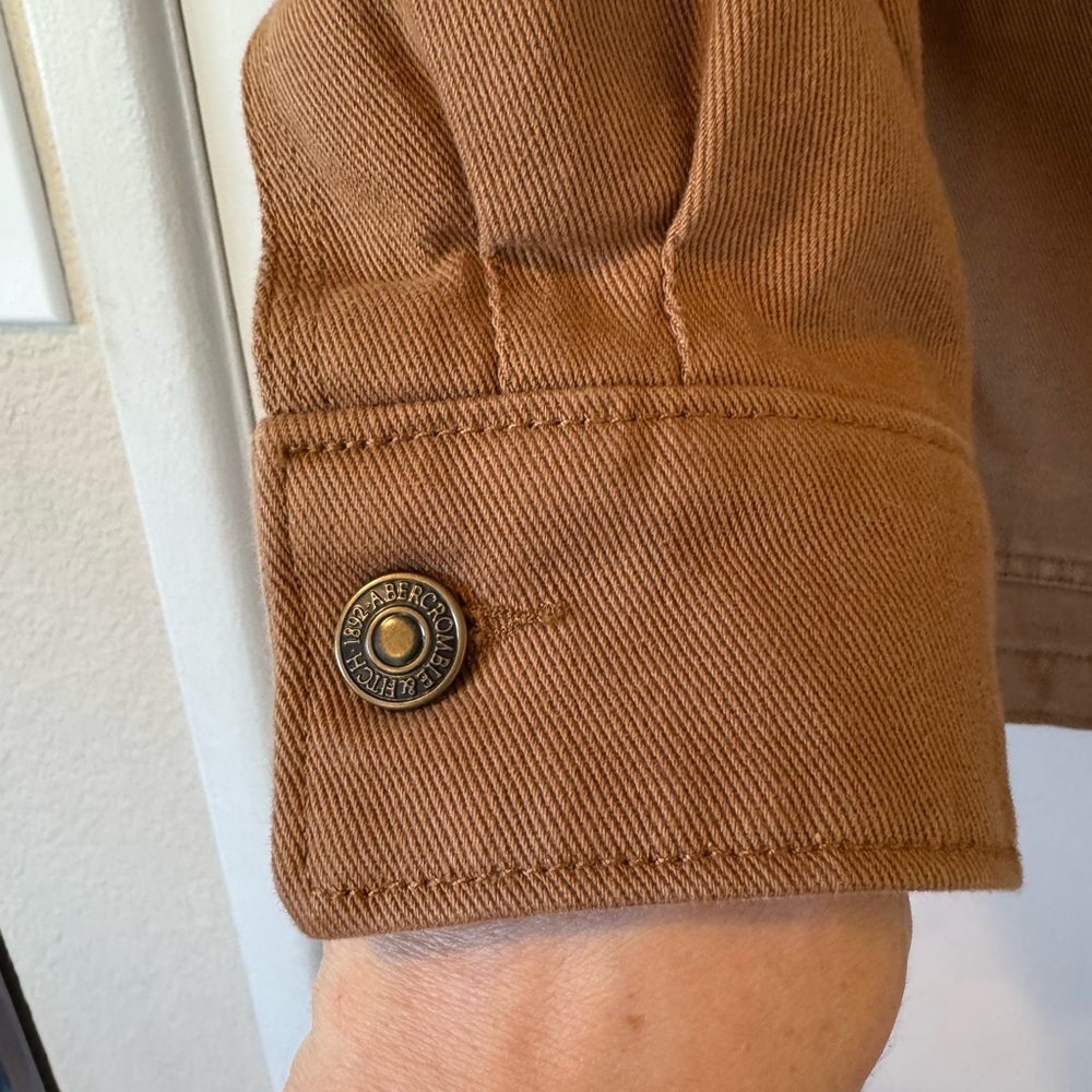 Abercrombie & Fitch Workwear Jacket XS Twill Utility Button Front Tan - Picture 10 of 12